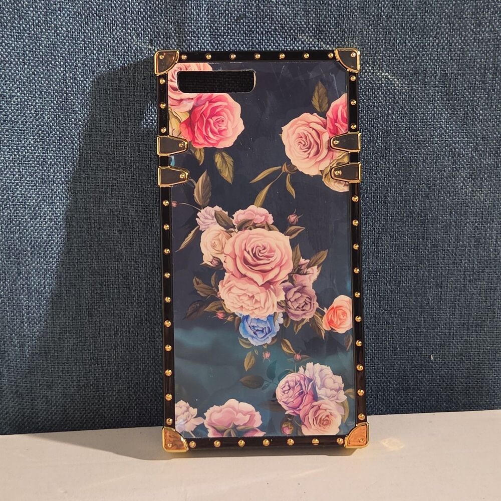 Luxury Trunk Rose Phone Case Gold Rivet Retro Cover - Picture 10 of 16